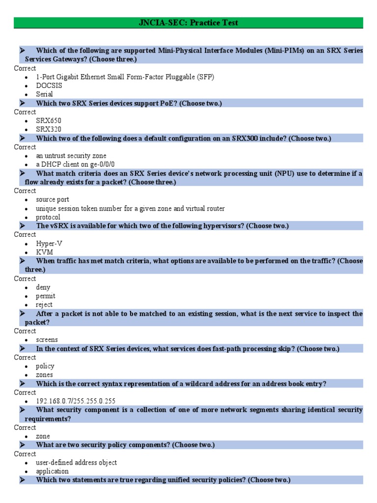 JNCIA-SEC Practice Test Overview | PDF | Virtual Private Network ...