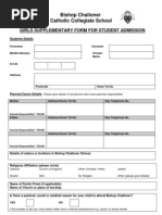 Student Supplementary Form 2010 2011 - Girls