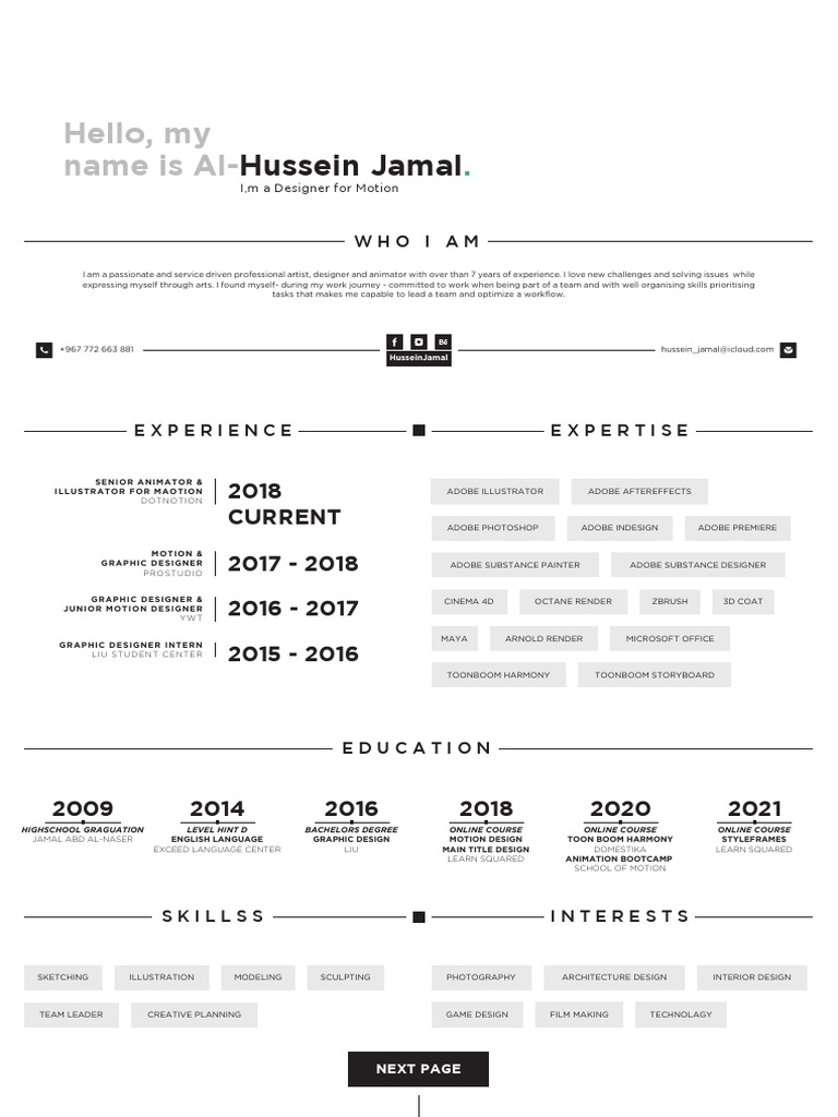 Hussein resume v02 ss pdf multimedia application software
