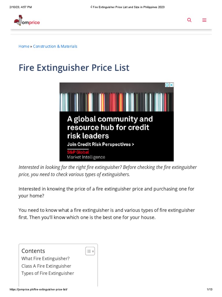 Fire Extinguisher Price List and Size in Philippines 2023 Download