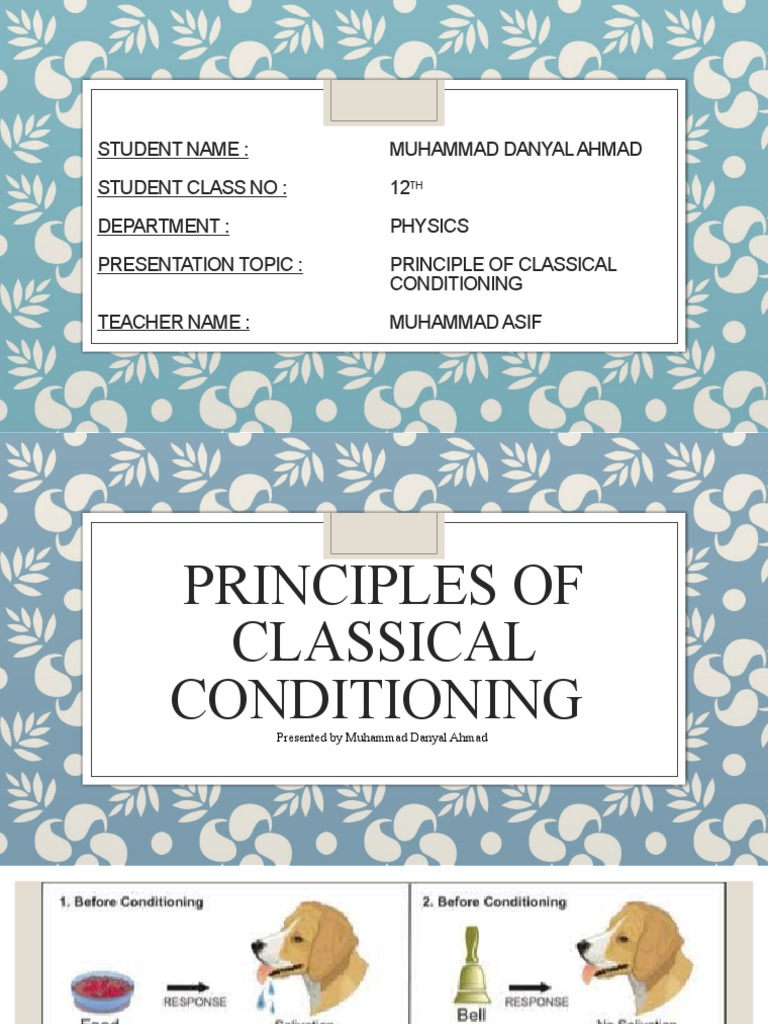 Principles of Classical Conditioning | PDF