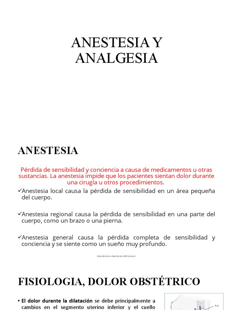 Anestesia y Analgesia en Obstetricia | PDF | Anestesia | Dolor