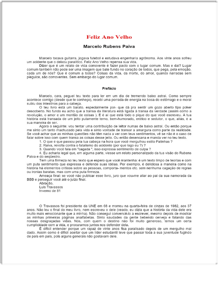 Feliz Ano Velho. Marcelo Rubens Paiva - PDF | PDF