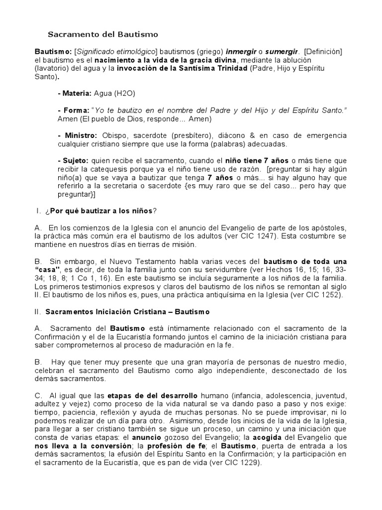 Sacramento Del Bautismo | PDF | Bautismo | Sacramentos