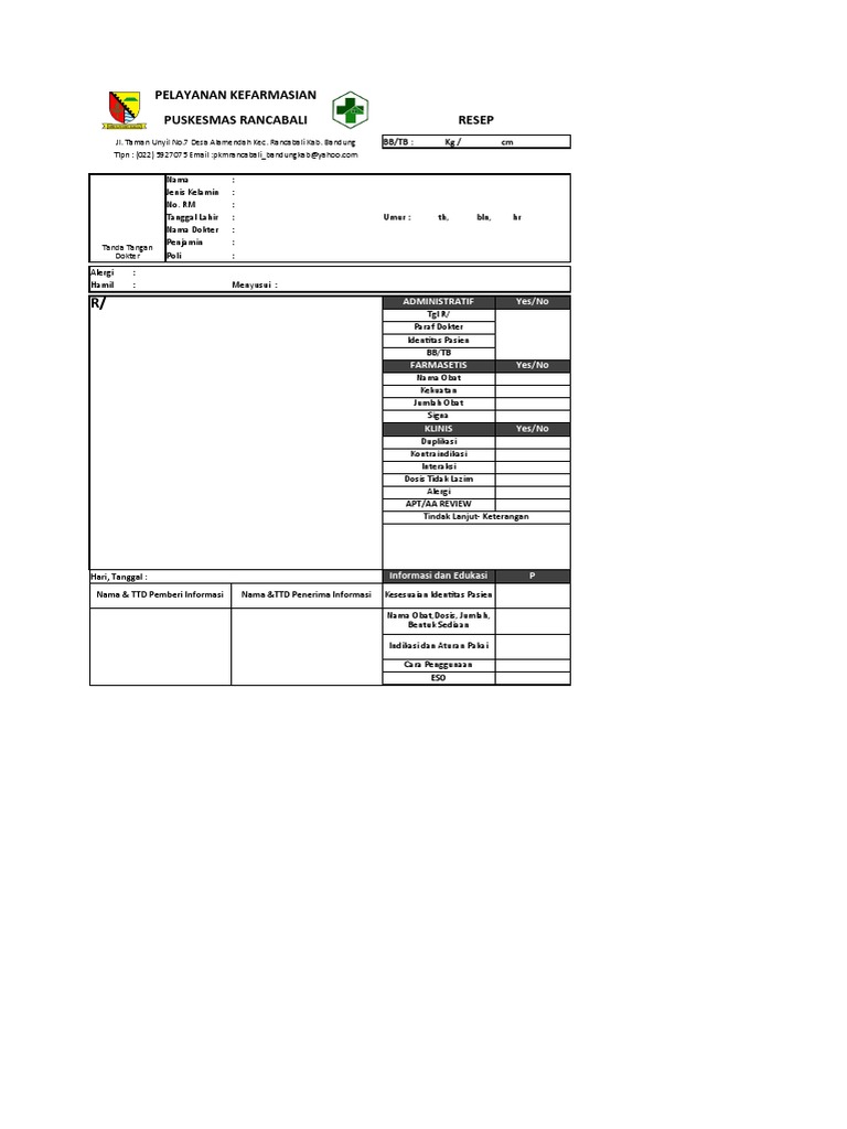Contoh Formulir Resep Puskesmas | PDF