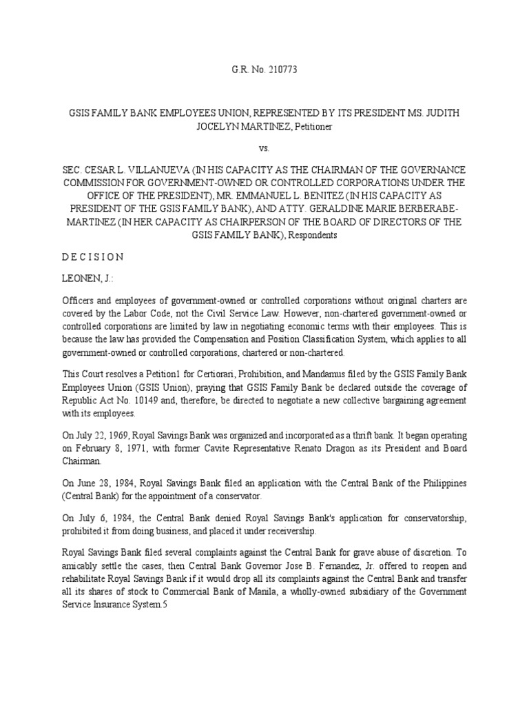 Gsis vs villanueva full text pdf employment collective bargaining