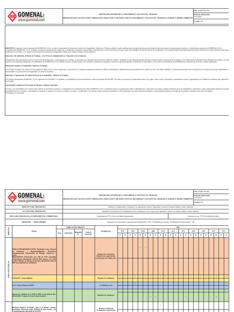 Capacitación en Seguridad y Salud Laboral | PDF | Riesgo | Seguridad y ...
