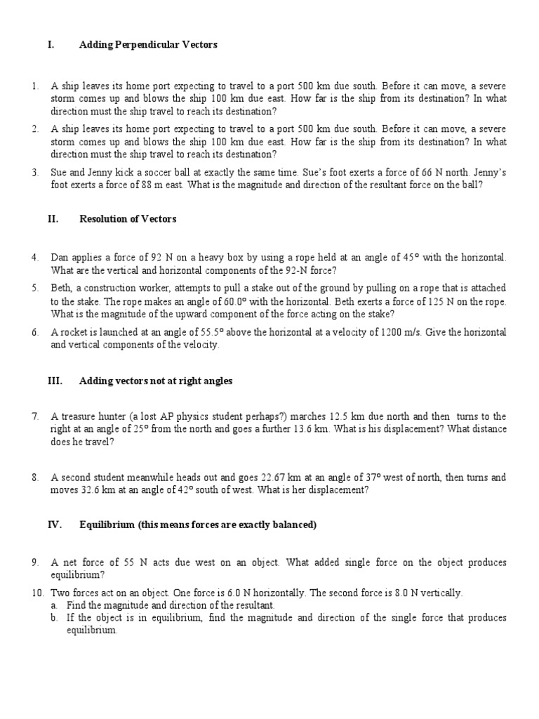 Vector Addition and Resolution Problems | PDF | Teaching Methods ...