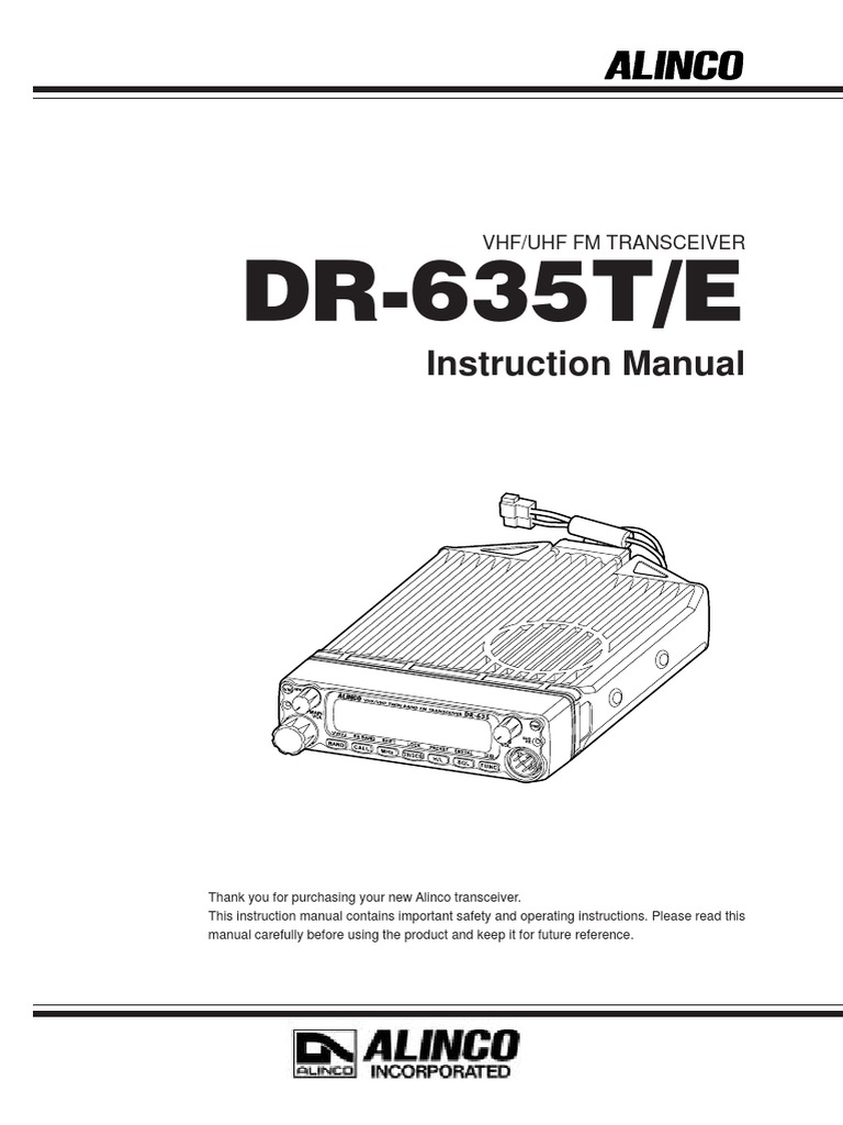 Alinco-Dr635 Instruction Manual | PDF | Radio | Electromagnetic