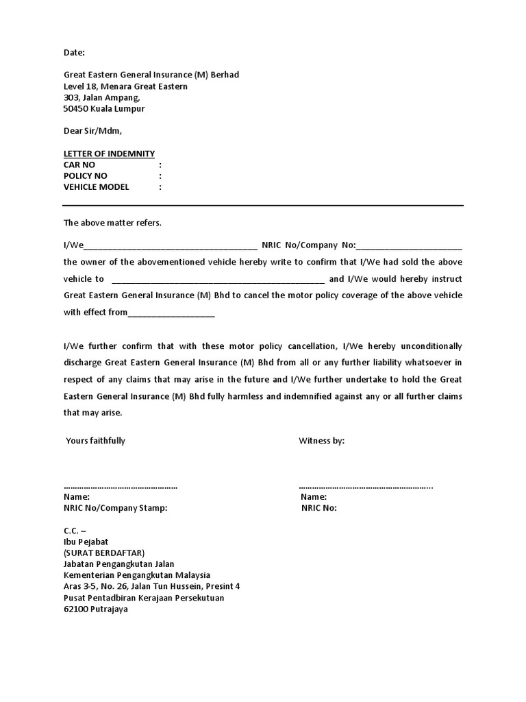 GEGM Letter of Indemnity PDF