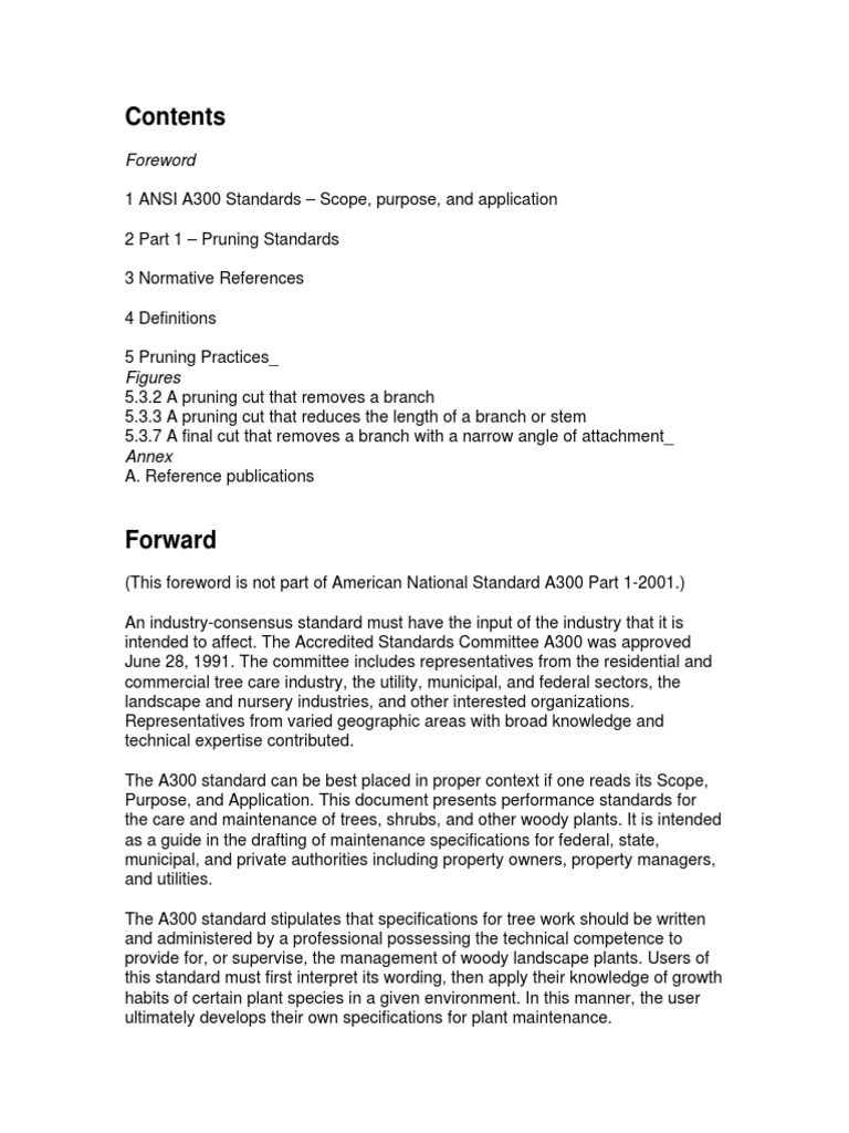 ANSI 300 - Pruning Standards | PDF | Pruning | Plant Stem