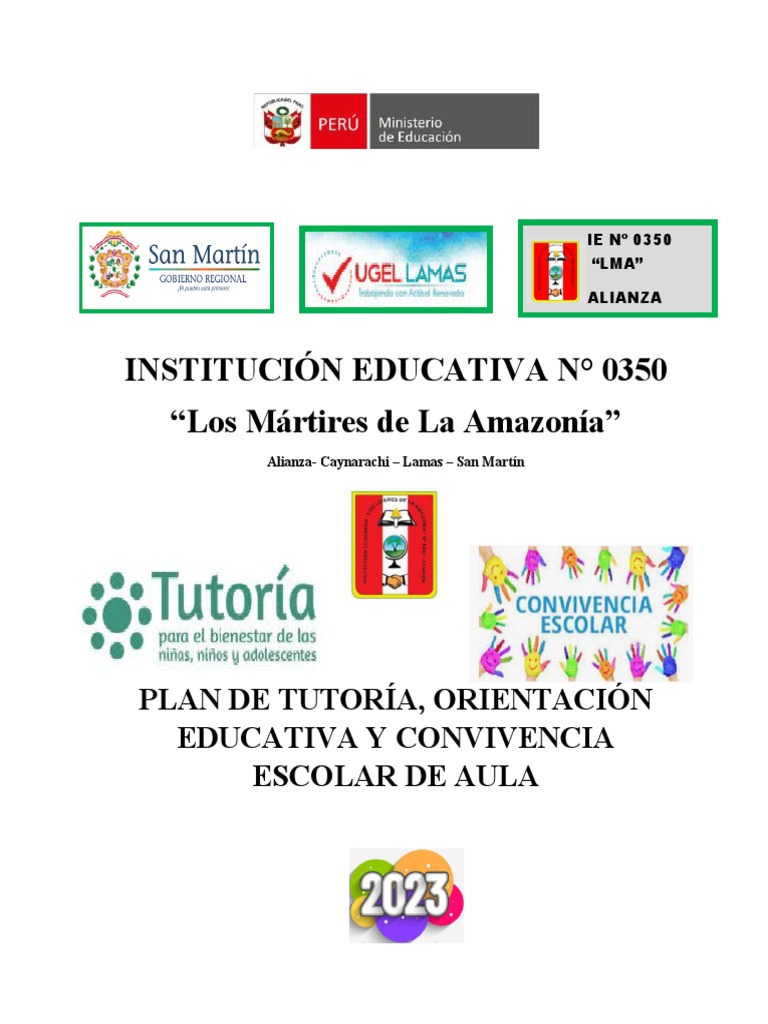 Plan de Tutoría 2023 - IE N° 0350 | PDF | Evaluación | Salón de clases
