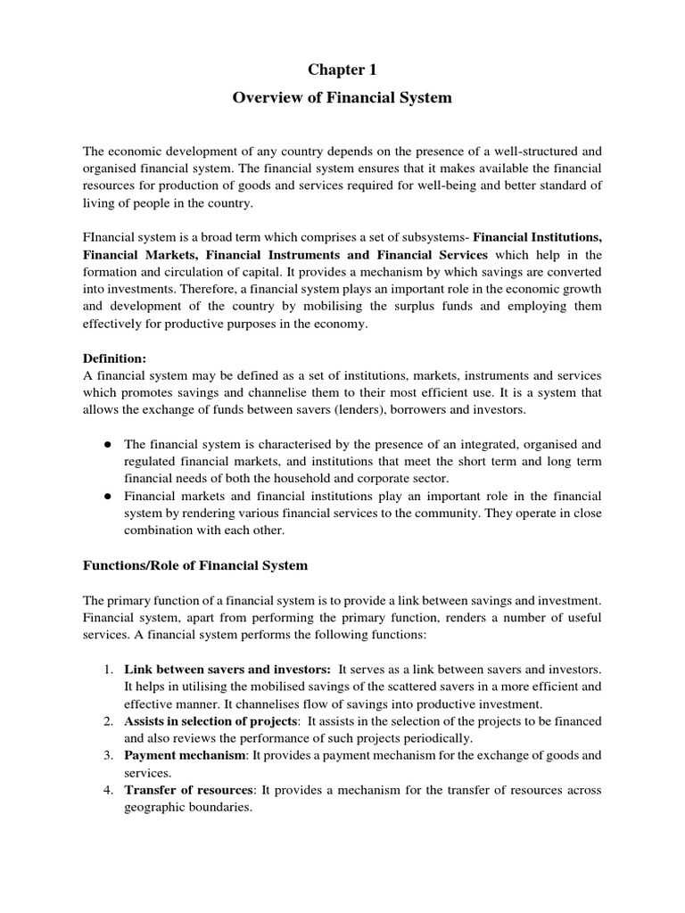 Chapter 1 - Overview of Indian Financial System | PDF | Financial ...