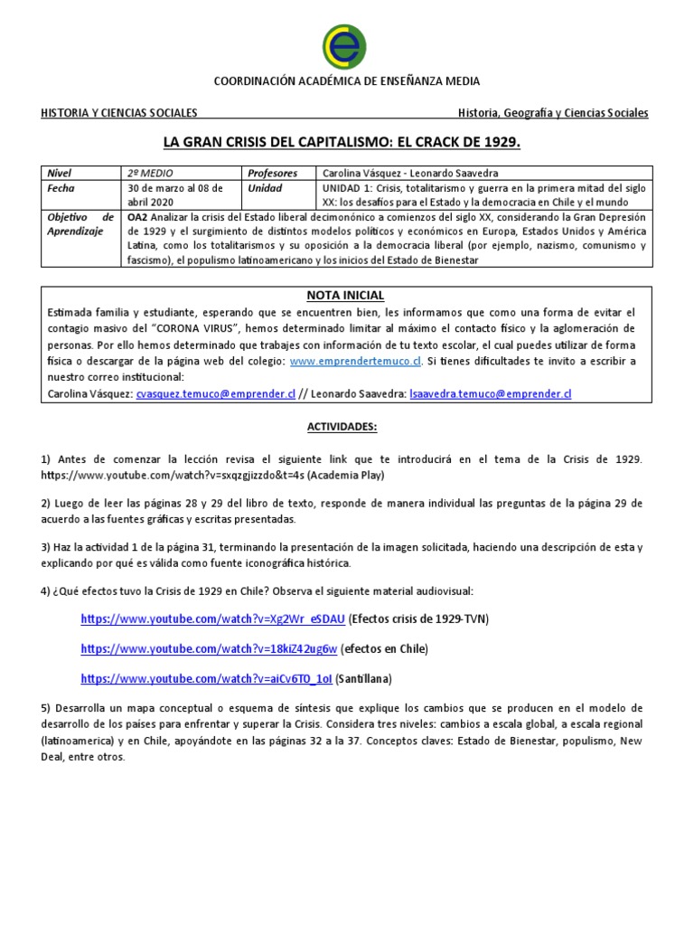 Crisis de 1929 y sus efectos en Chile | PDF | Ciencias sociales