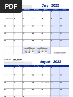2022 2023 School Calendar Mon1st