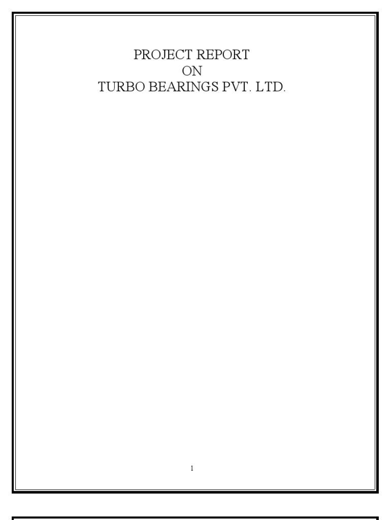 Turbo Bearings Pvt. LtdBbaMba Project Report PDF Employment Sales