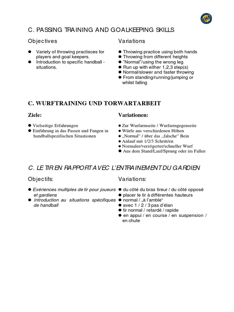 Basic Handball - Practical Exercises 2 | PDF