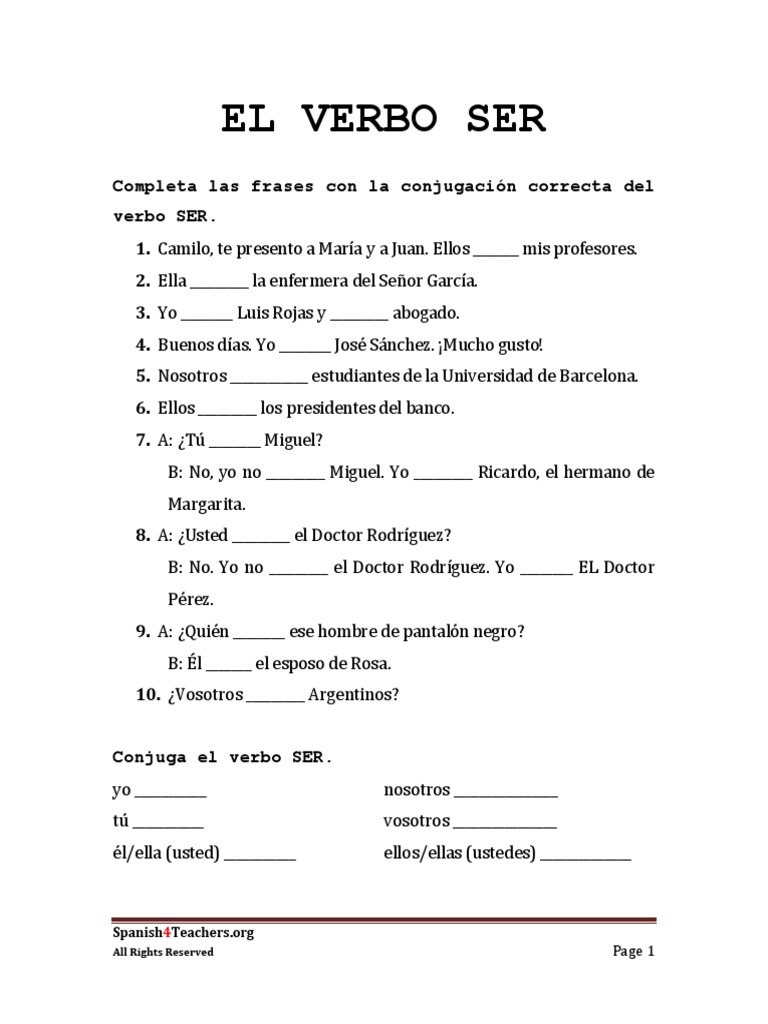 worksheet-ser-spanish-pdf