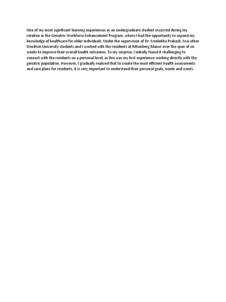 One of my most significant learning experiences as an undergraduate