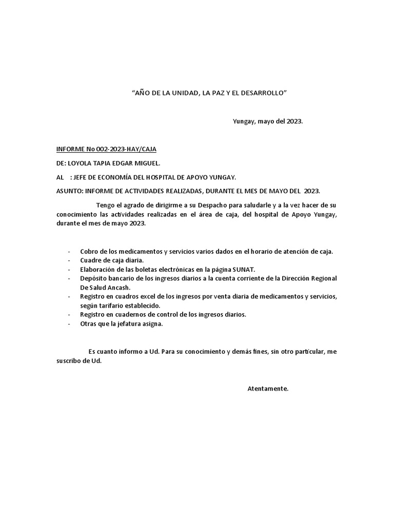 Informe de Actividades Y | PDF