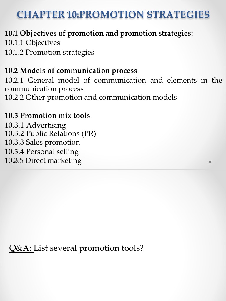 Promotion Strategies and Tools Overview | PDF | Sales | Marketing