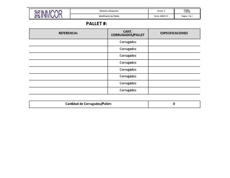 Identificación de Pallets y Corrugados | PDF