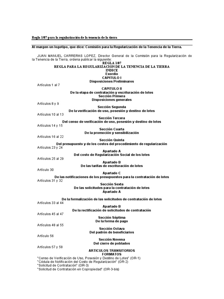 Regularización de Tenencia de Tierra 1/07 | PDF | Presupuesto | Dominio