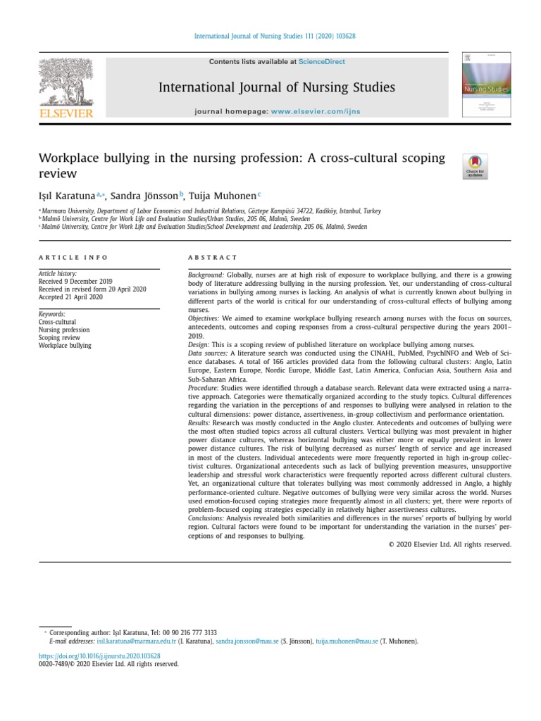 2020.workplace Bullying in The Nursing Profession | PDF | Workplace ...