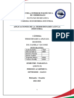 Aplicaciones de La Termodinamica en La Industria (Grupo 6) .