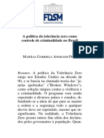 A Política Da Tolerância Zero Como Controle de Criminalidade No Brasil