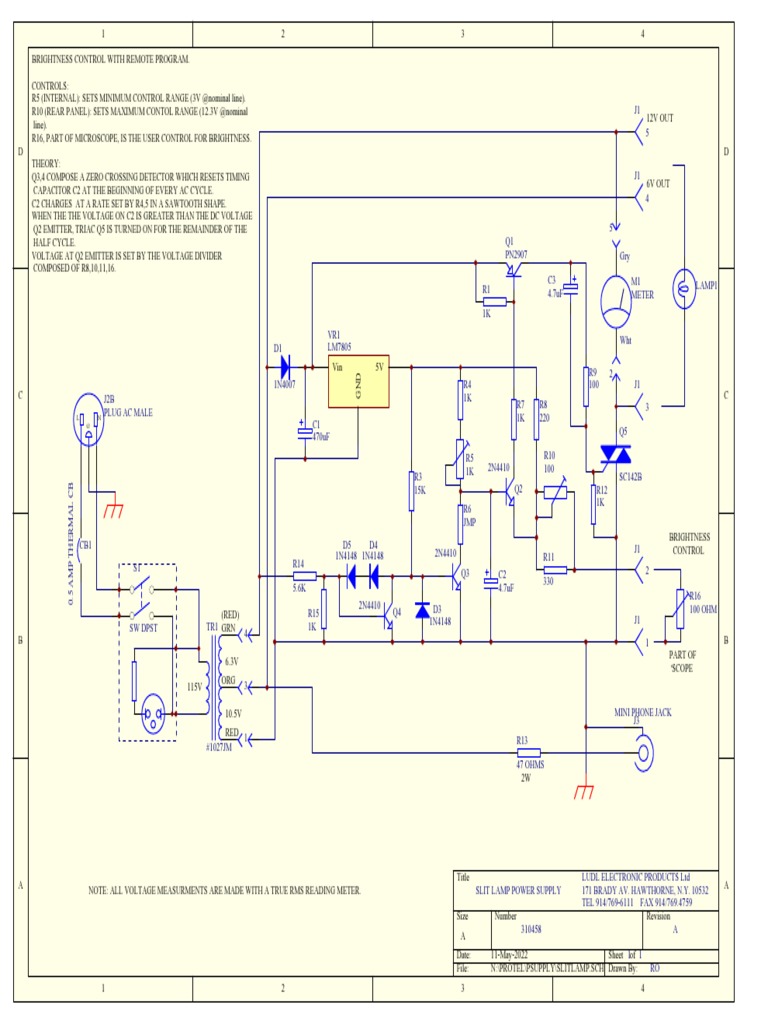 Slit Lamp Power Supply Schematic Guide | PDF