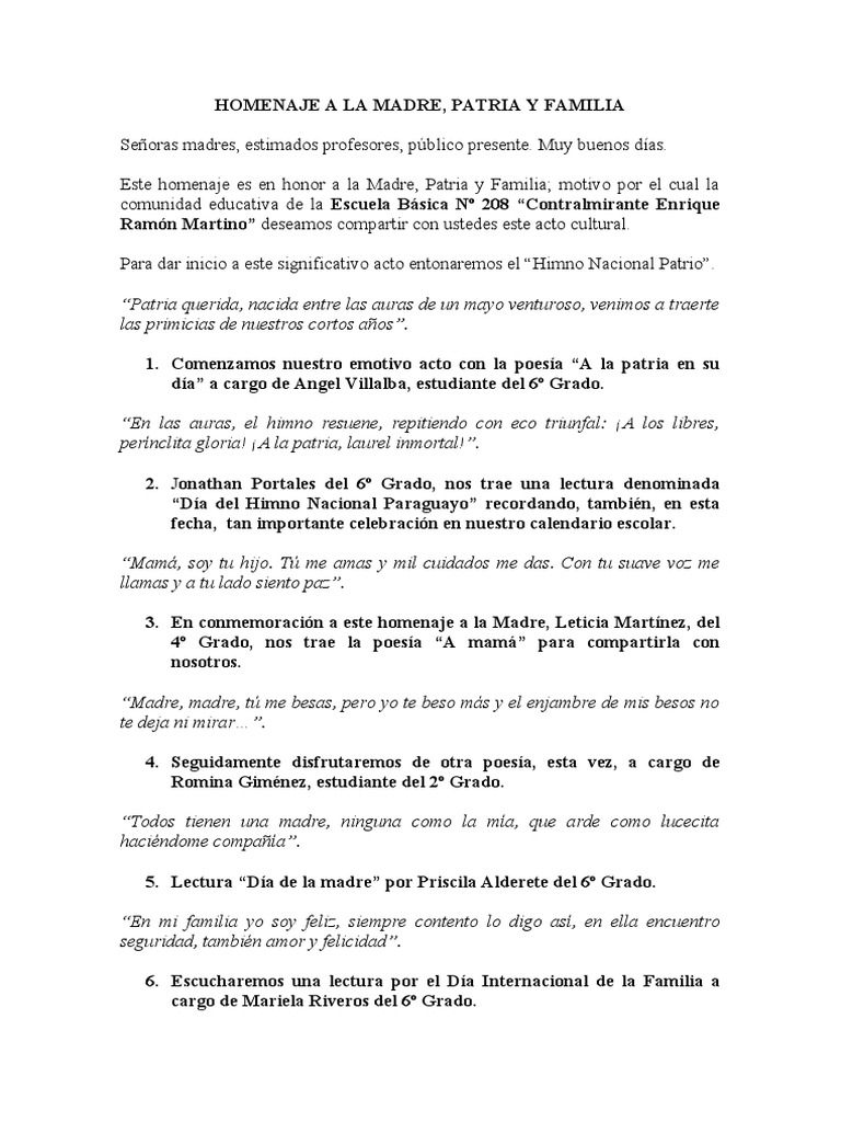 Homenaje a la Madre y la Patria | PDF