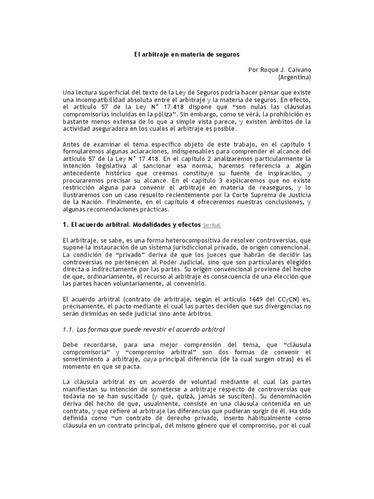 Arbitraje en Seguros: Alcances y Normativa | PDF | Arbitraje | Reaseguro