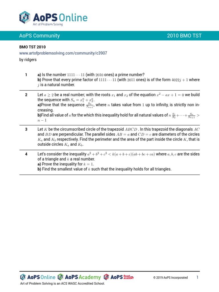 Aops Community 2010 Bmo TST PDF