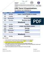 Grade 9BC - Term 3 Exam Schedule - 2022-23