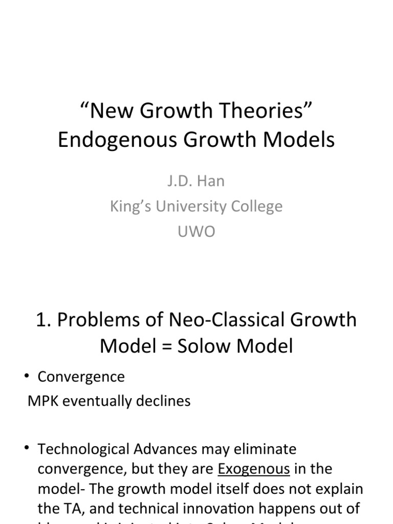 Endogenous Growth Theories Explained | PDF | Economic Growth | Human ...