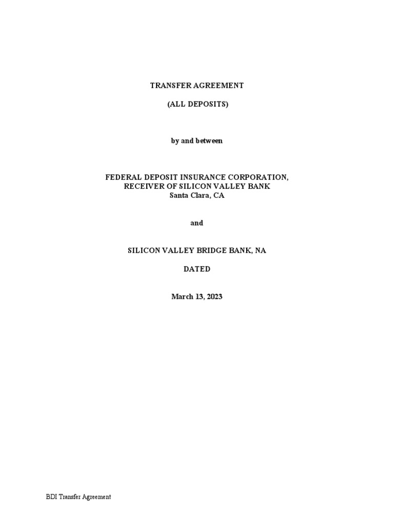 SVB Bank Transfer Agree | PDF