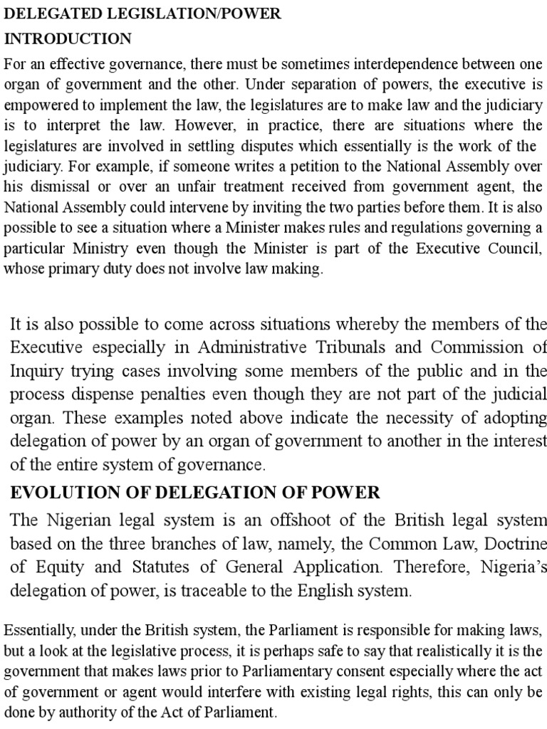 Understanding Delegated Legislation in Nigeria | PDF | Legislature ...
