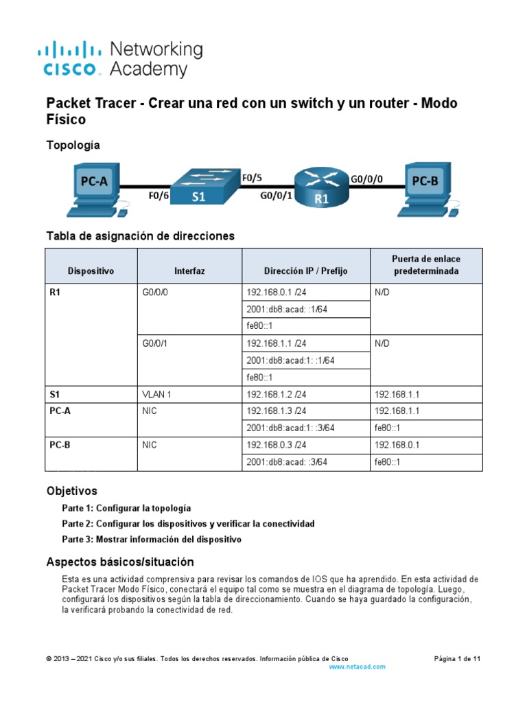 Crear red con switch y router en Packet Tracer | PDF | Enrutador ...