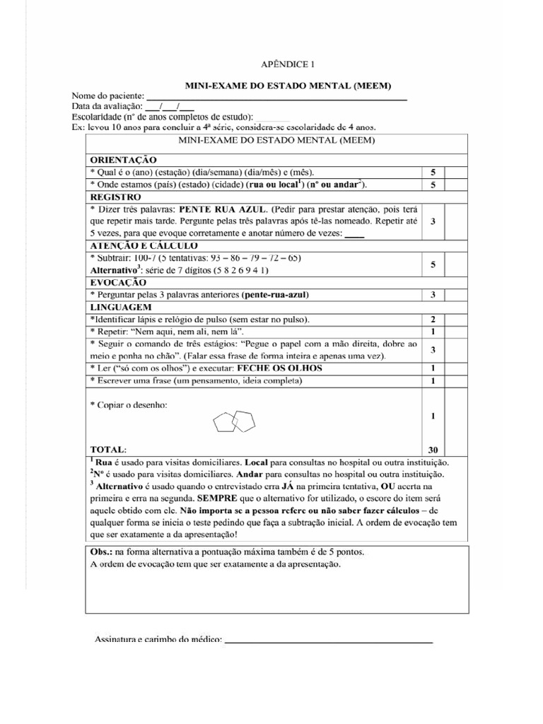 Mini exame do estado mental pdf