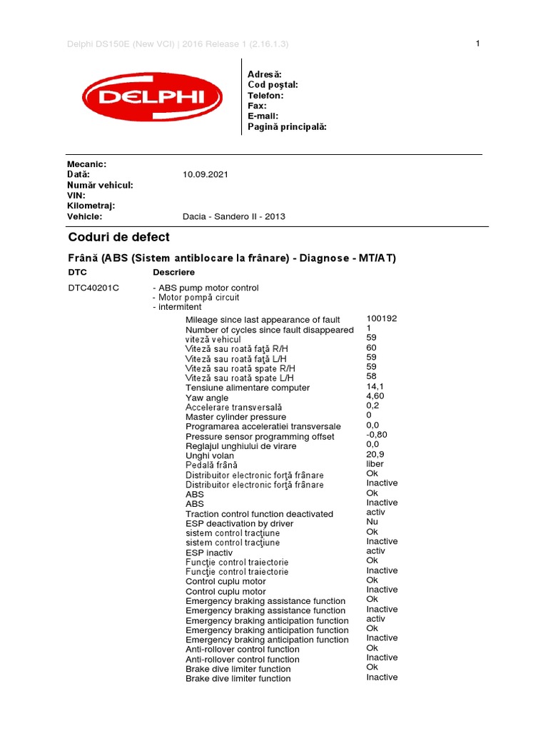 Dacia Sandero II DTC Codes Guide | PDF | Anti Lock Braking System ...