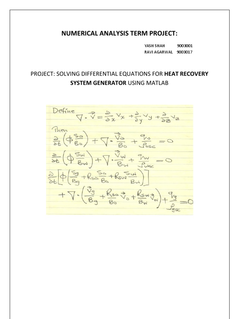 Numerical Analysis Term Project - Yash - Ravi - Final Report | PDF ...