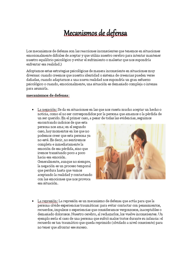 Mecanismos de Defensa | PDF | Las emociones | Sufrimiento