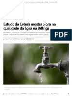 Estudo Da Cetesb Mostra Piora Na Qualidade Da Água Na Billings - Rede Brasil Atual