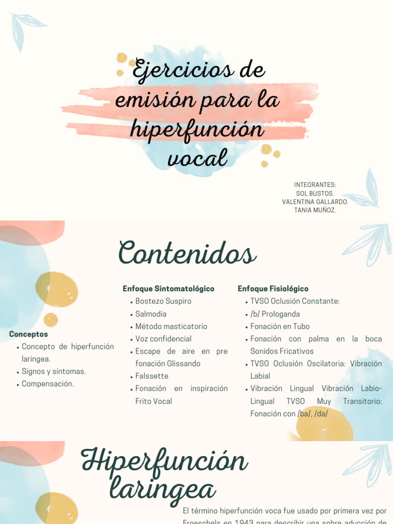 Ejercicios de emisión para la hiperfunción vocal | PDF | Laringe | Sonido