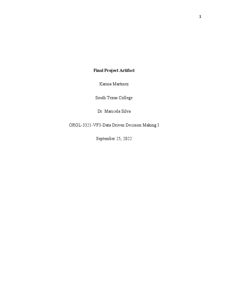 Data Driven Decision Making I Artifact Final Project | PDF