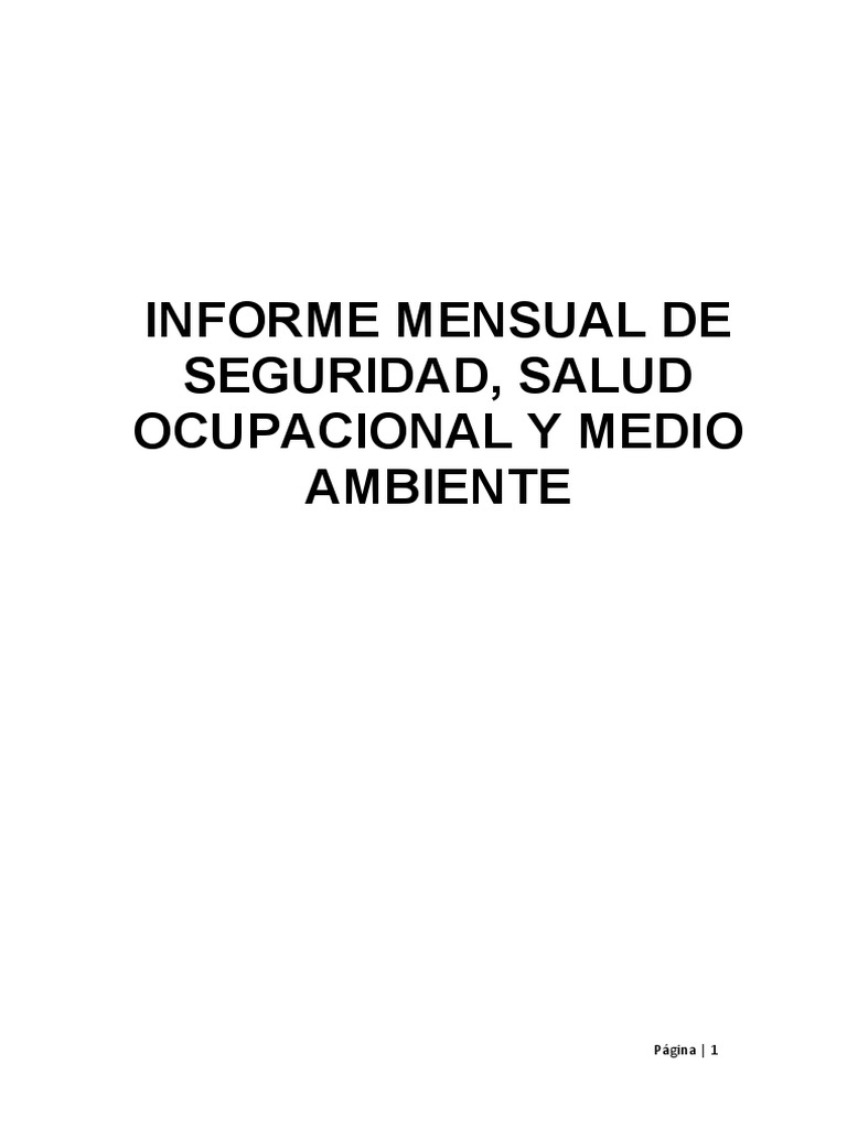 Informe Mensual de Seguridad y Salud Ocupacional | PDF | Seguridad y ...