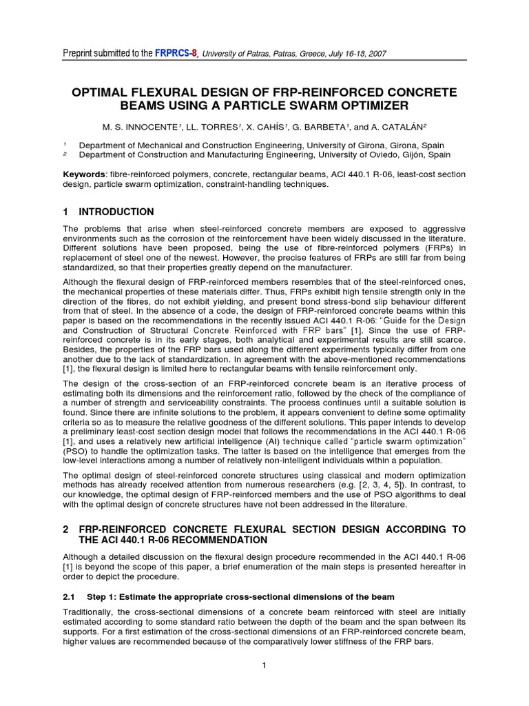 Optimal FRP Concrete Beam Design Using PSO | PDF | Strength Of ...