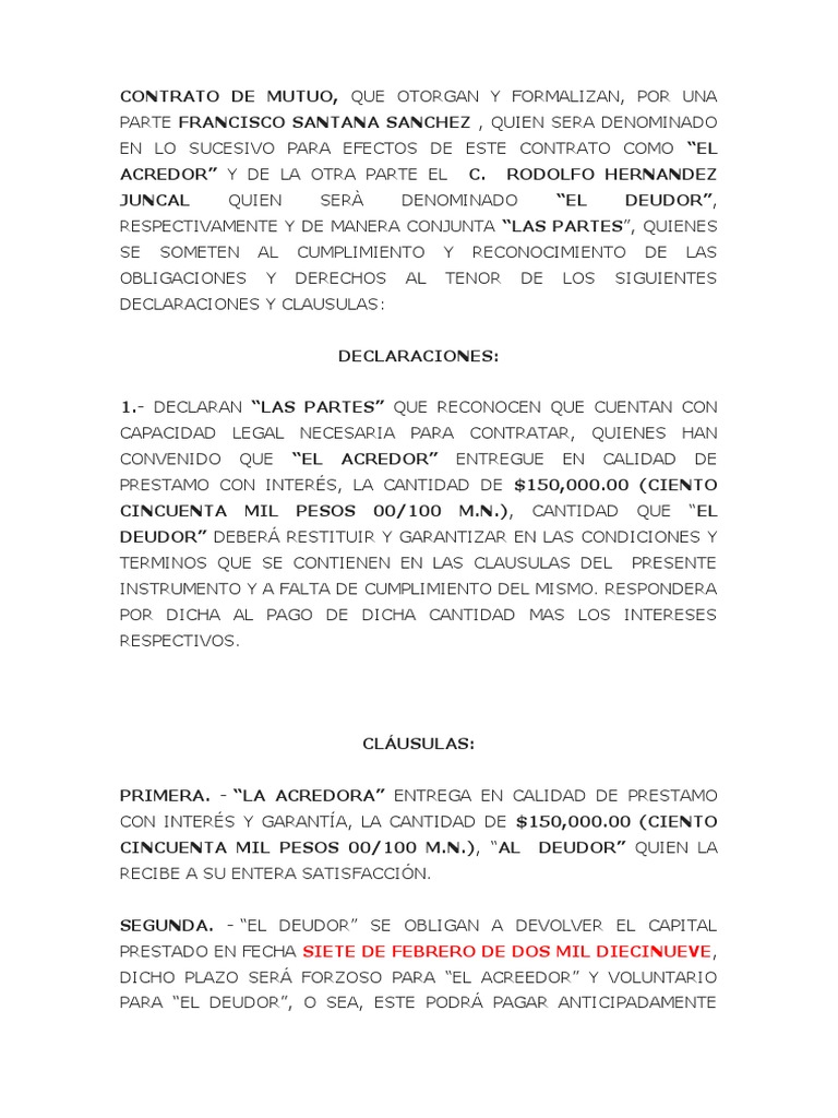 Contrato de Mutuo entre Condesa y Deudor | PDF | Justicia | Crimen y ...