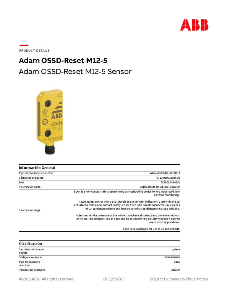 ABB Induktiver Näherungsschalter 2TLA020051R5401 Typ ADAM C OSSD-INFO 5